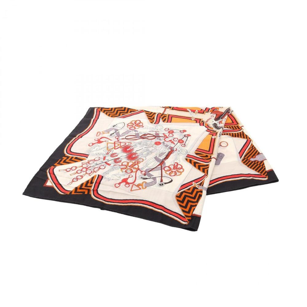 Hermes Carre Geant 140 Bouquets Sellier Scarf/Muffler, Silk/Cashmere, Women's...